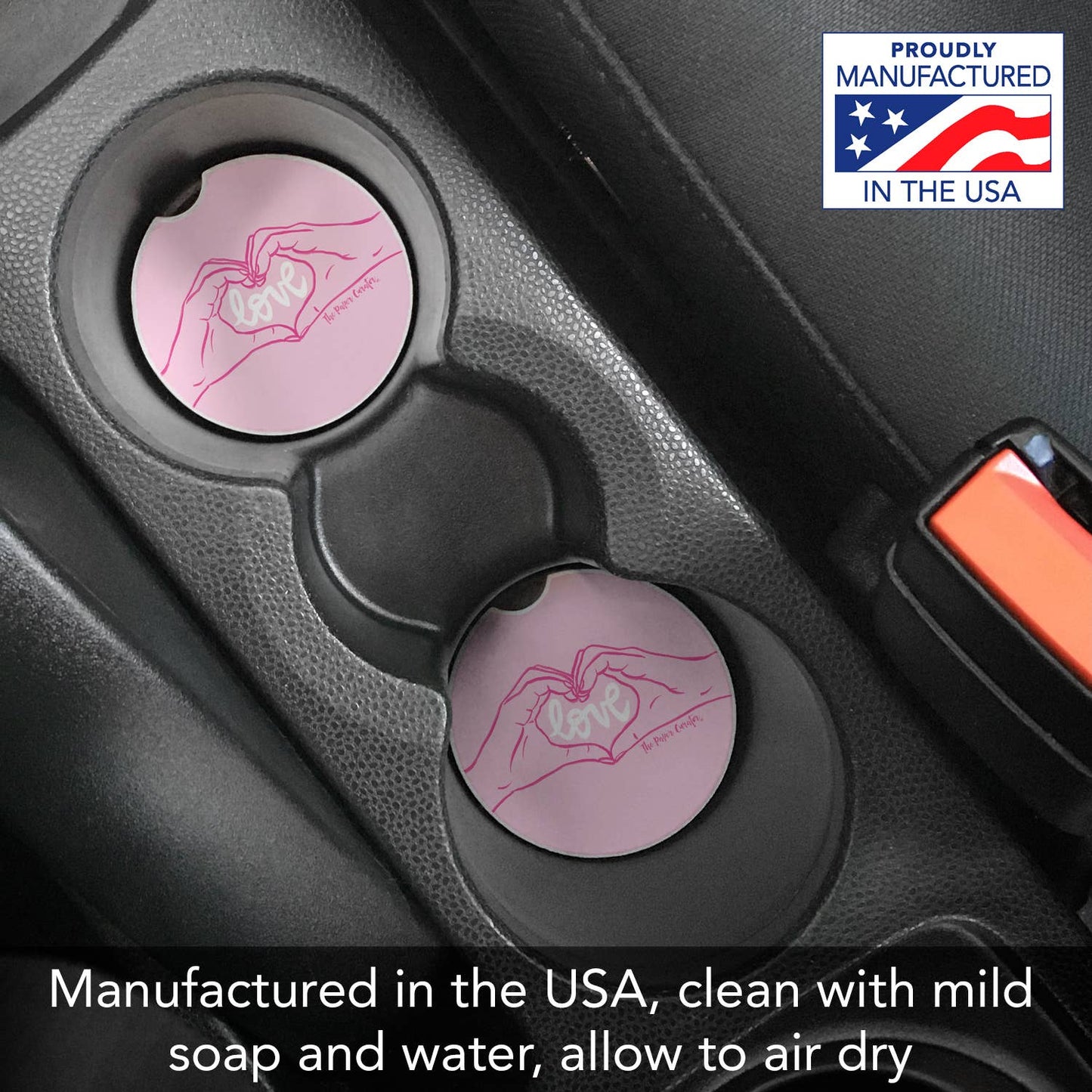 "Love Hands" Absorbent Stone Car Coaster 1pk