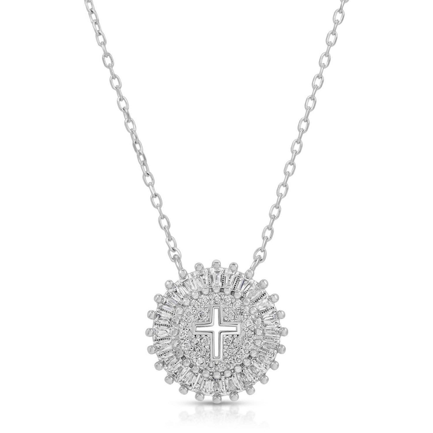 Shimmering Cross Necklace: Silver