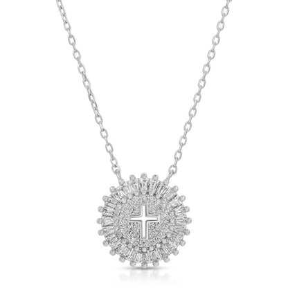 Shimmering Cross Necklace: Silver