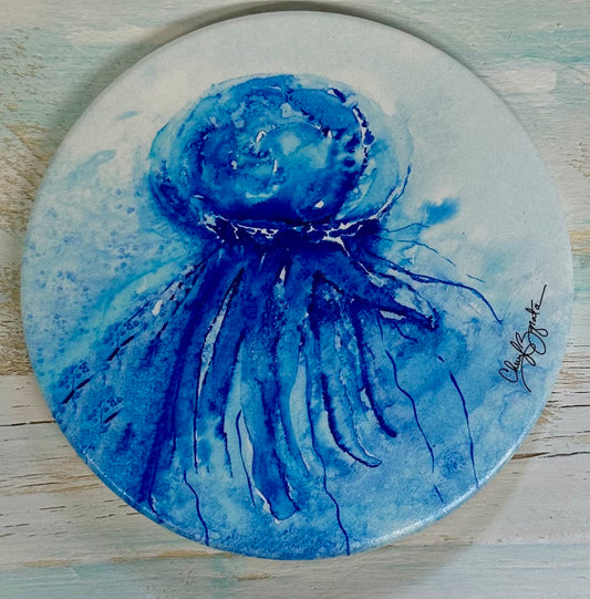 Jellyfish Round Coaster by Cheryl Zapata Art