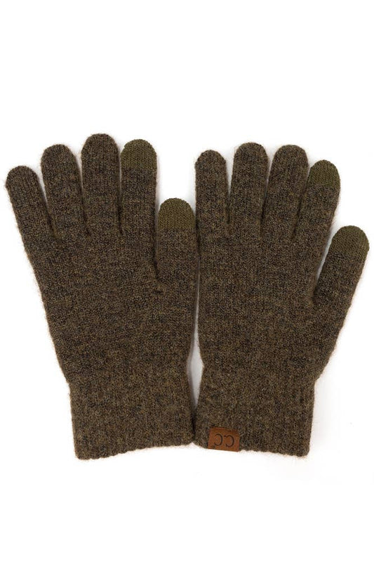 Moss Heather Knit Plain Gloves