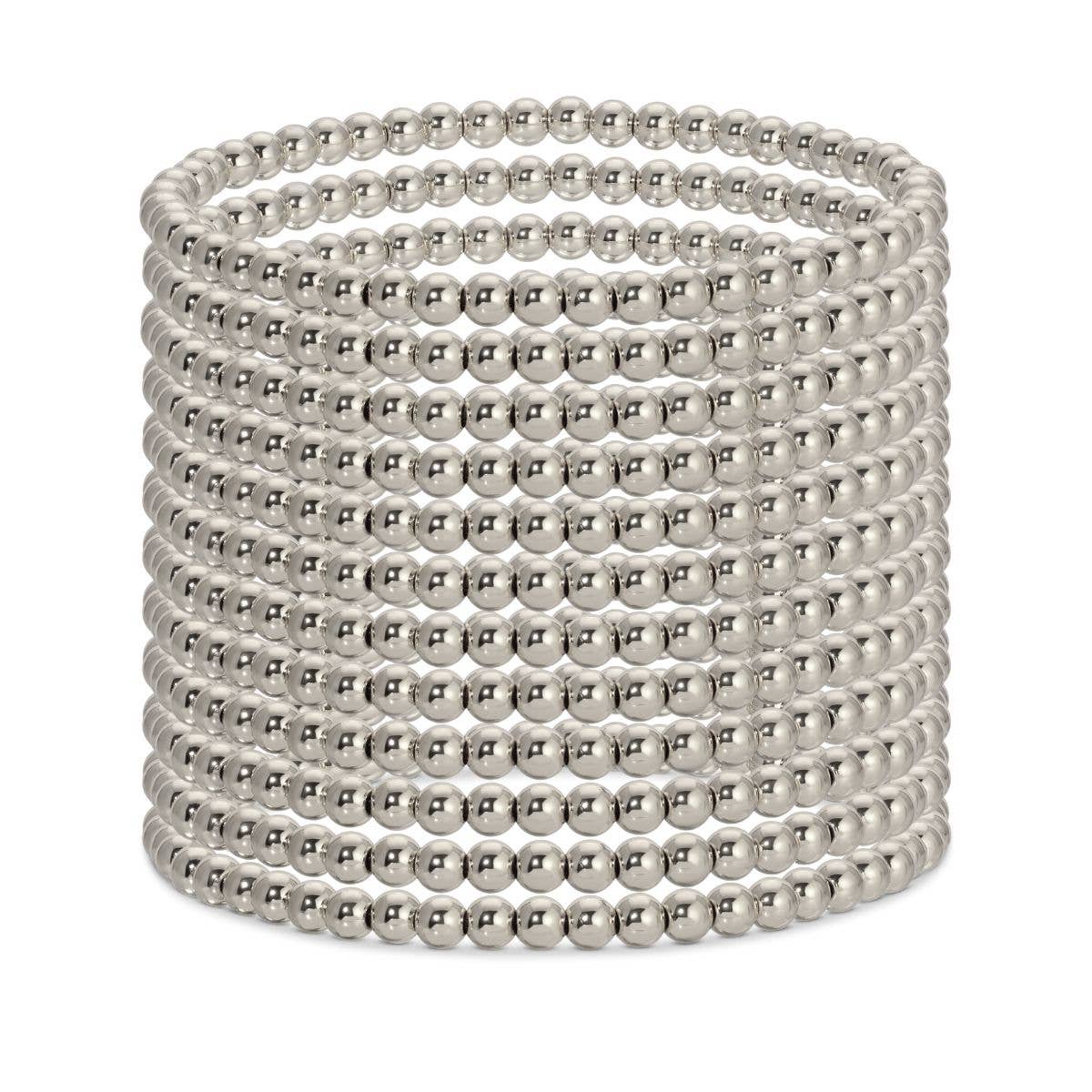 4mm Silver Beaded Stretch Bracelet