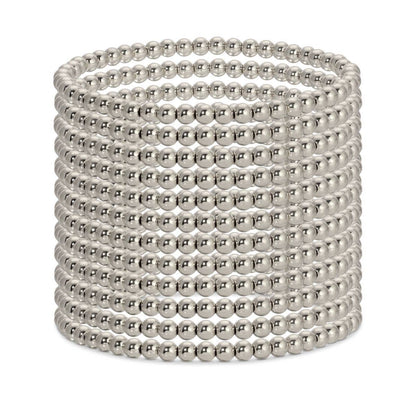 4mm Silver Beaded Stretch Bracelet