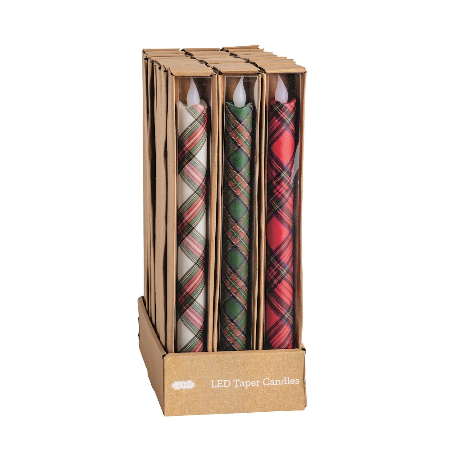 Flameless Tartan Taper Candles