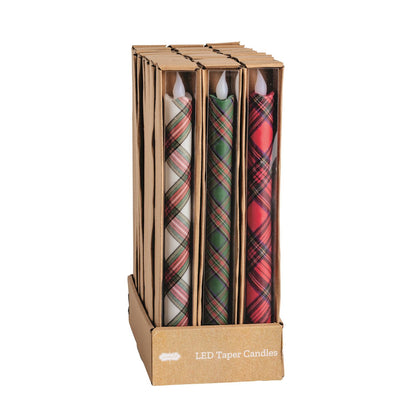 Flameless Tartan Taper Candles