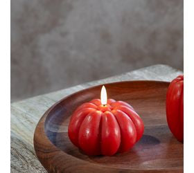 4" WIDE BURNT ORANGE LED PUMPKIN CANDLE