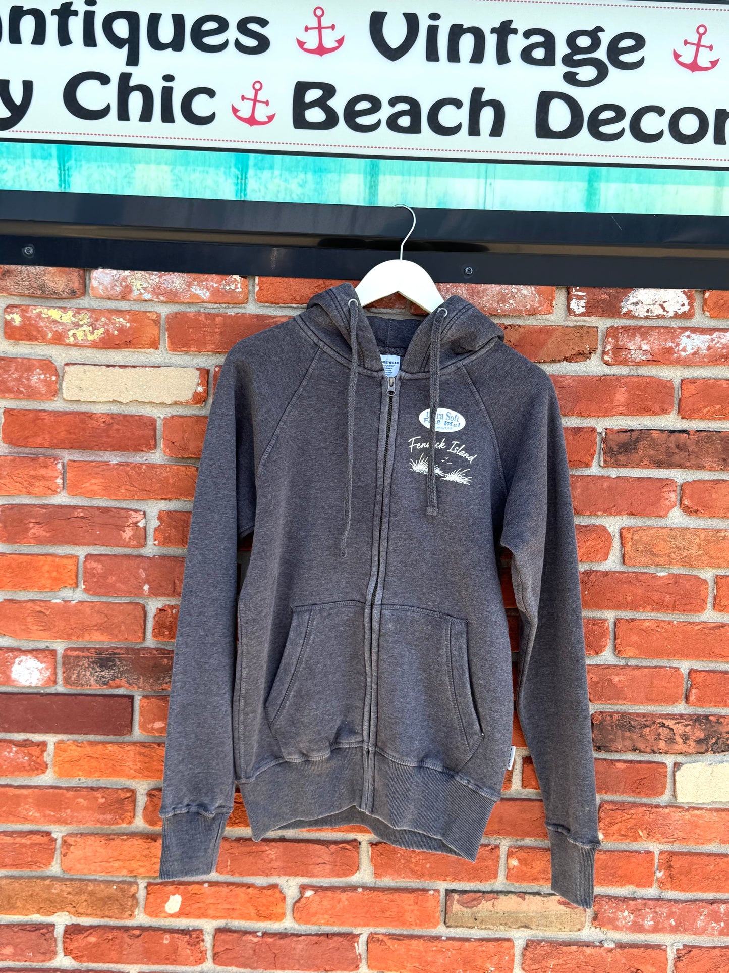 Fenwick Island Burn Wash Full Zip Hooded Sweatshirt