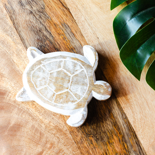 5.9" Carved Wood Turtle