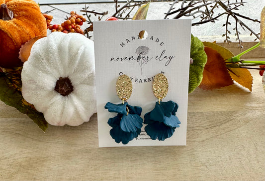 Navy Petals Dangle