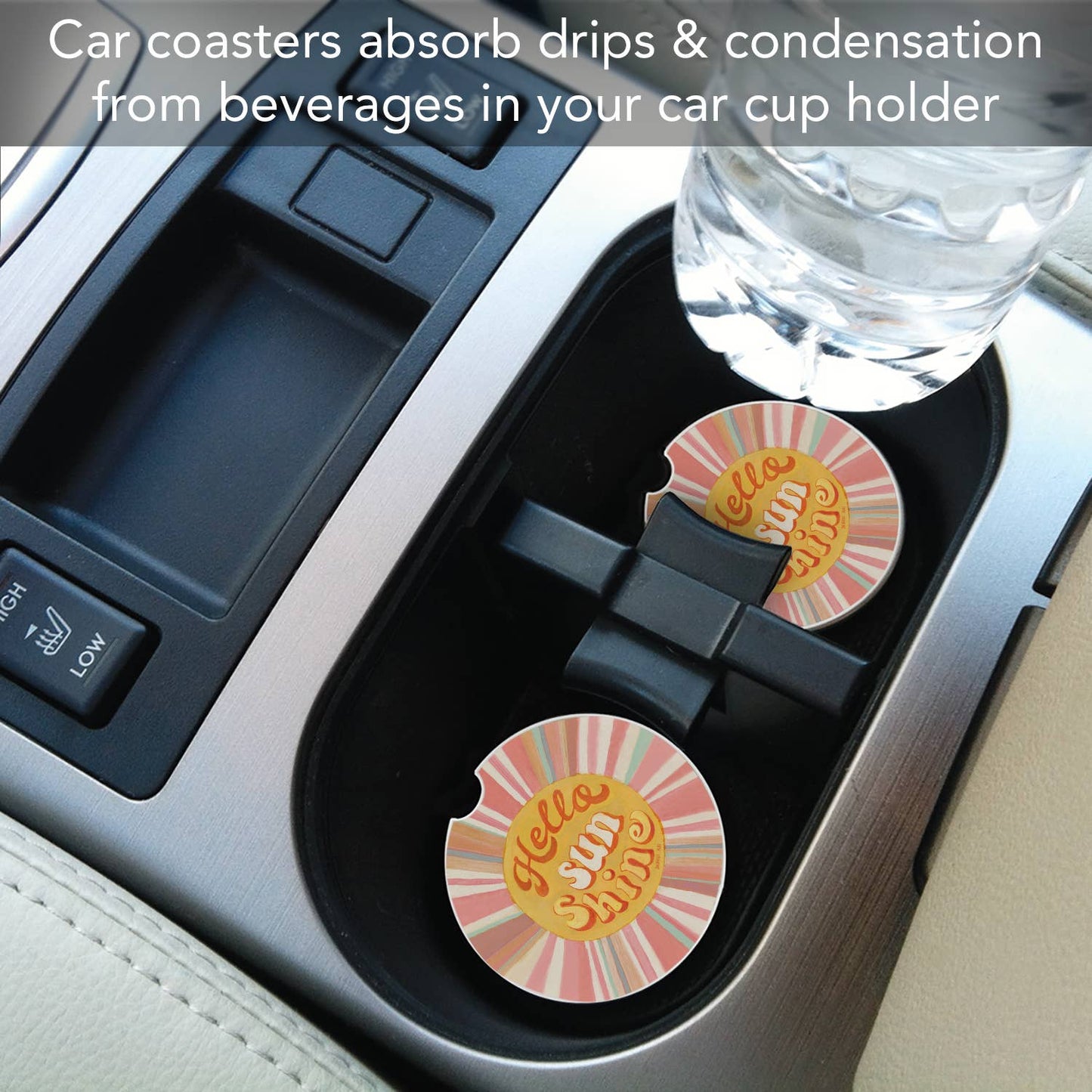 Hello Sun Absorbent Stone Car Coaster 1 Pack 2.6"