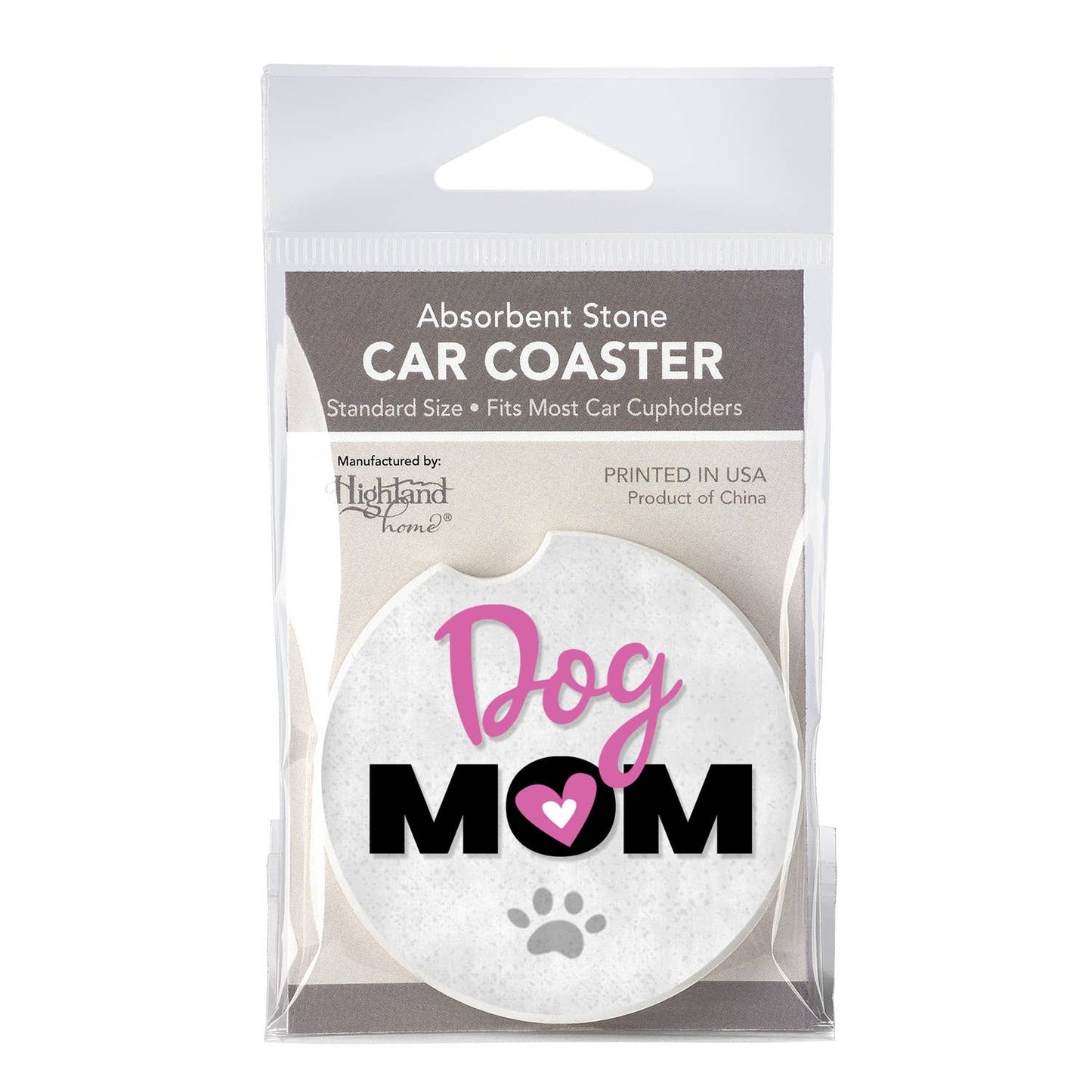 Dog Mom Absorbent Stone Car Coaster 1 Pk