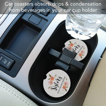 "Sisters" Absorbent Stone Car Coaster 1pk