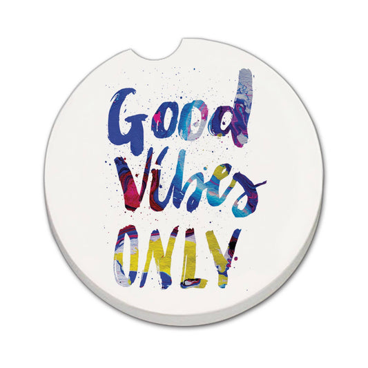 "Good Vibes" Absorbent Stone Car Coaster 1pk