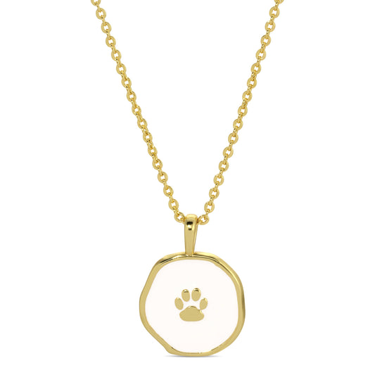 White Animal Lover Pawprint Pendant Necklace