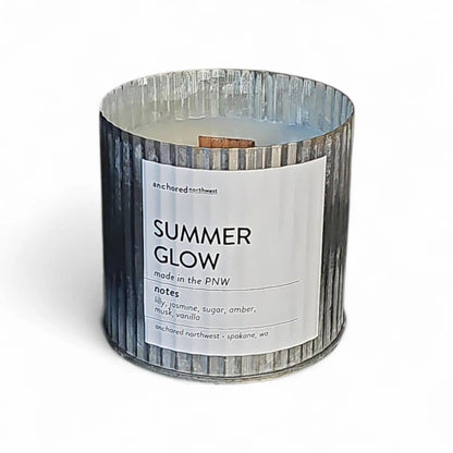 Summer Glow Rustic Vintage Farmhouse Wood Wick Candle: 10oz