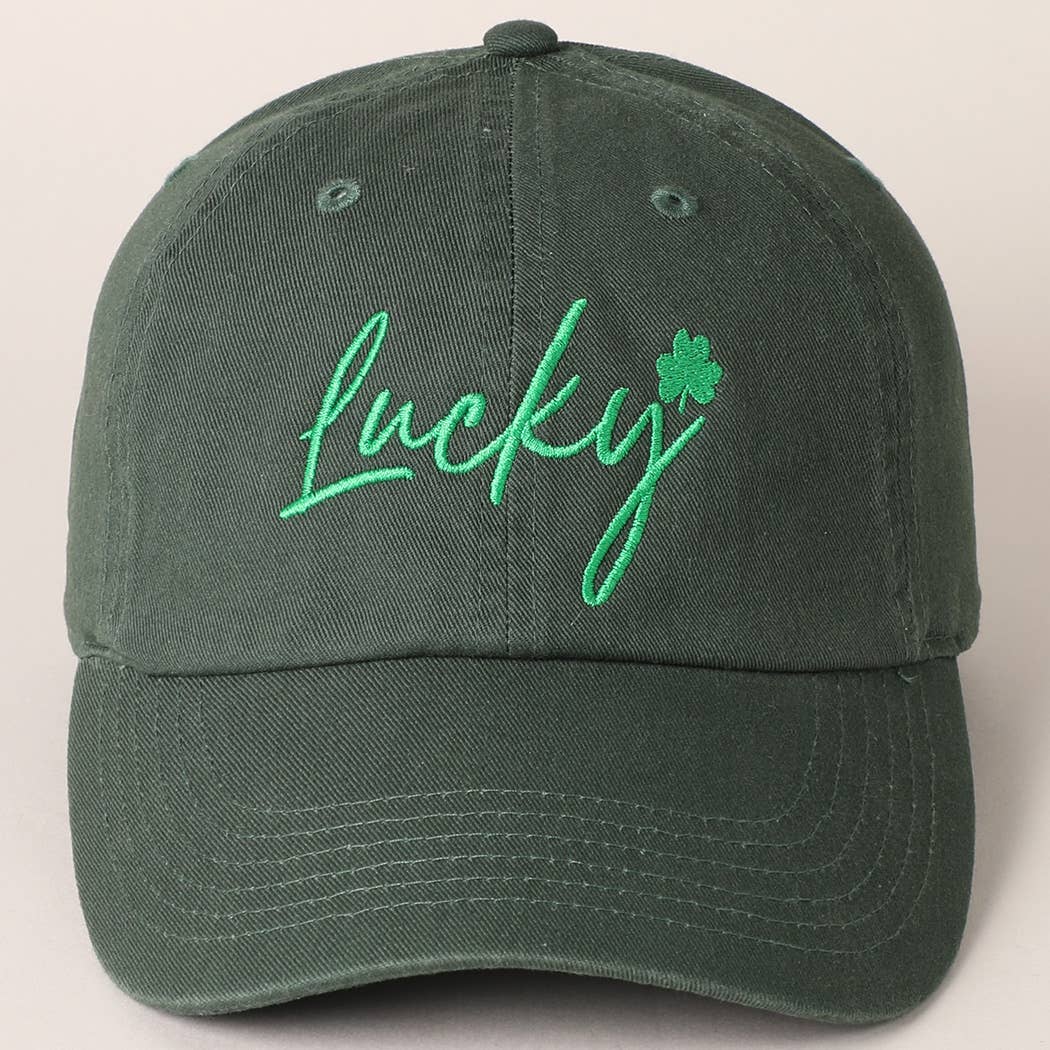 Lucky Lettering Embroidered Baseball Cap