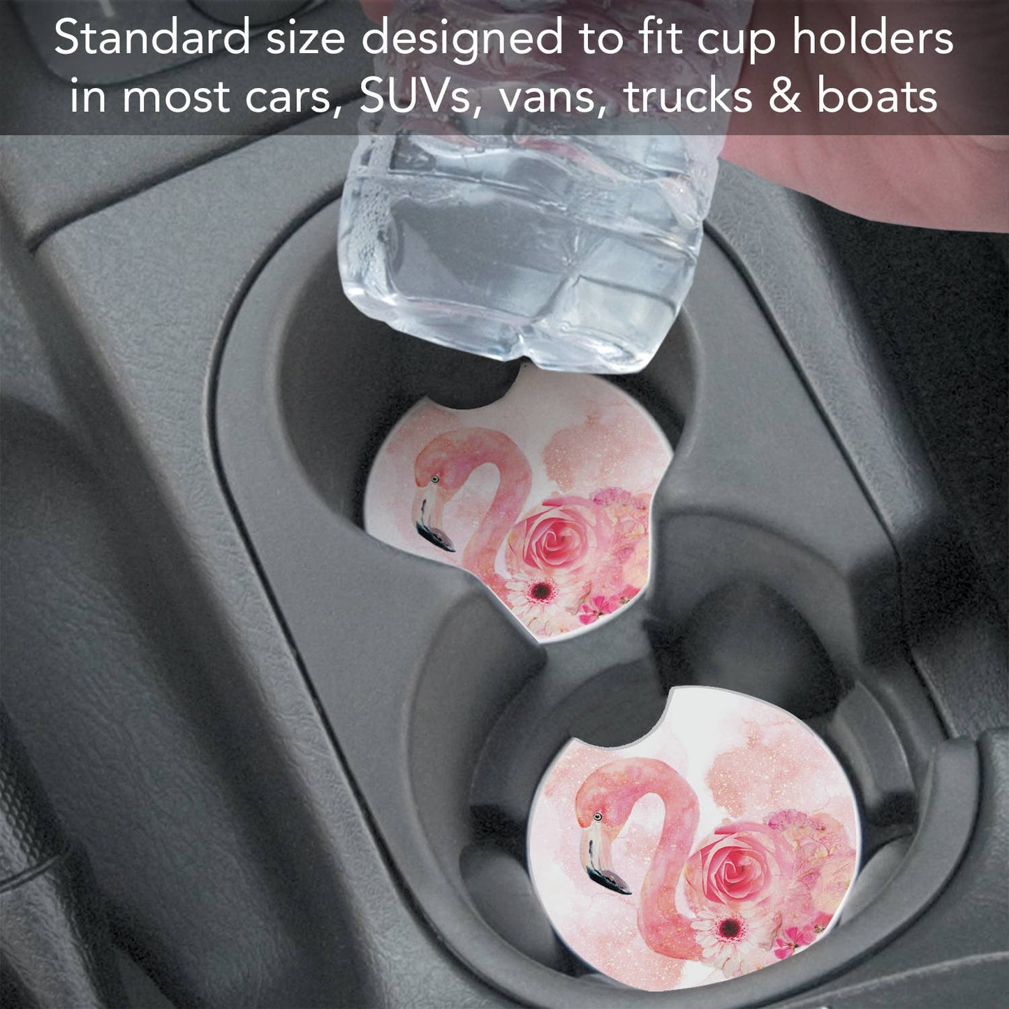 "Floral Flamingos" Absorbent Stone Car Coaster 1pk