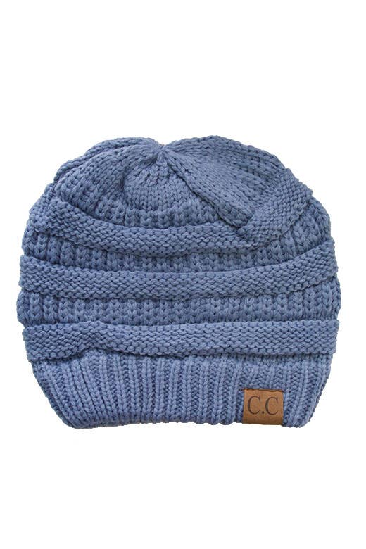Denim Cable Knit Classic Beanie Winter Hat