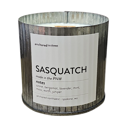 Sasquatch (Bigfoot) Rustic Vintage Wood Wick Candle PNW: 10oz