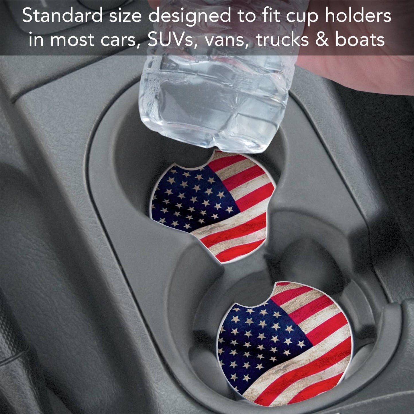 US Flag Absorbent Stone Car Coaster 1 Pk