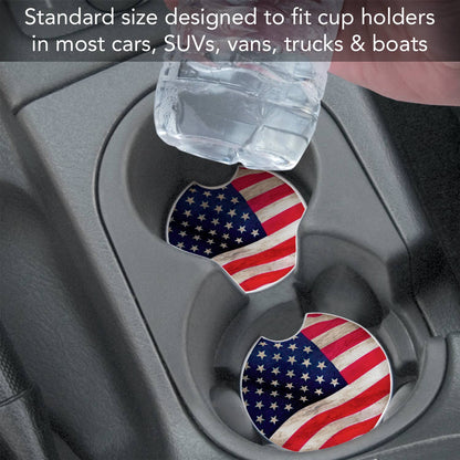 US Flag Absorbent Stone Car Coaster 1 Pk