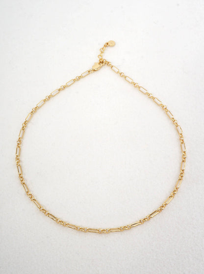 16 Inch Elegant Open Link Chain Necklace: Gold Dipped Clear