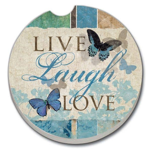 Live Laugh Love Absorbent Stone Car Coaster 1 Pk