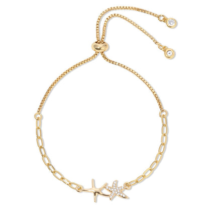 Double Starfish Pulley Bracelet: Gold