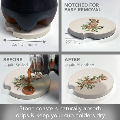 "Floral Faith" Single Packaged Stone Car Coaster