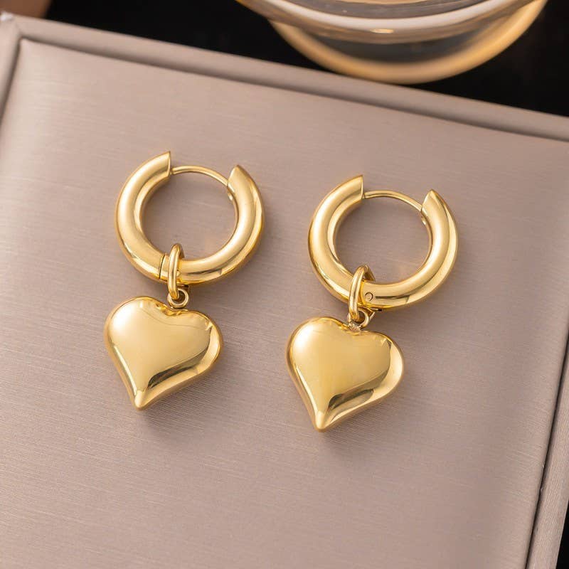 Gold Heart Hoop Huggie