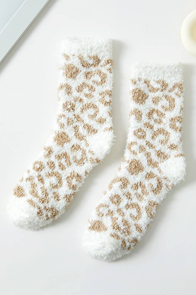 Leopard Pattern Fuzzy Winter Socks