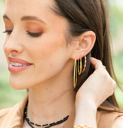 Textured Lever Back Hoops: Gold