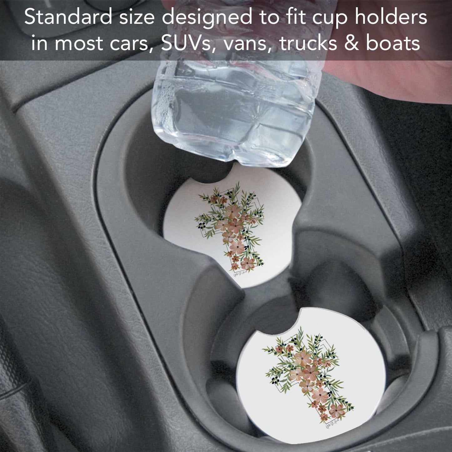 "Floral Faith" Single Packaged Stone Car Coaster
