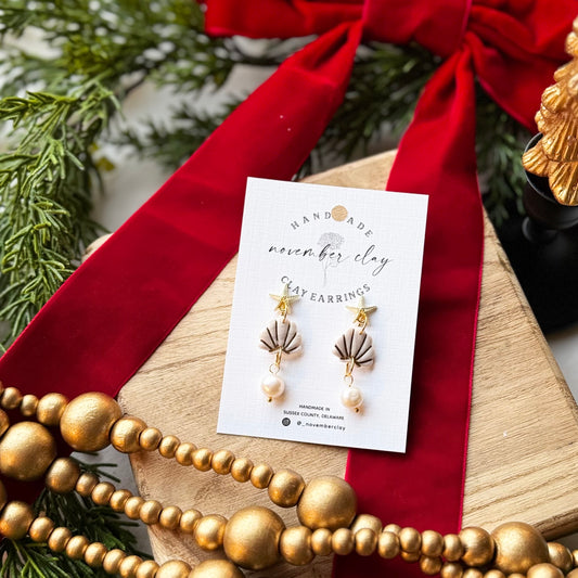 Starfish Post w/Shell and Pearl Dangle