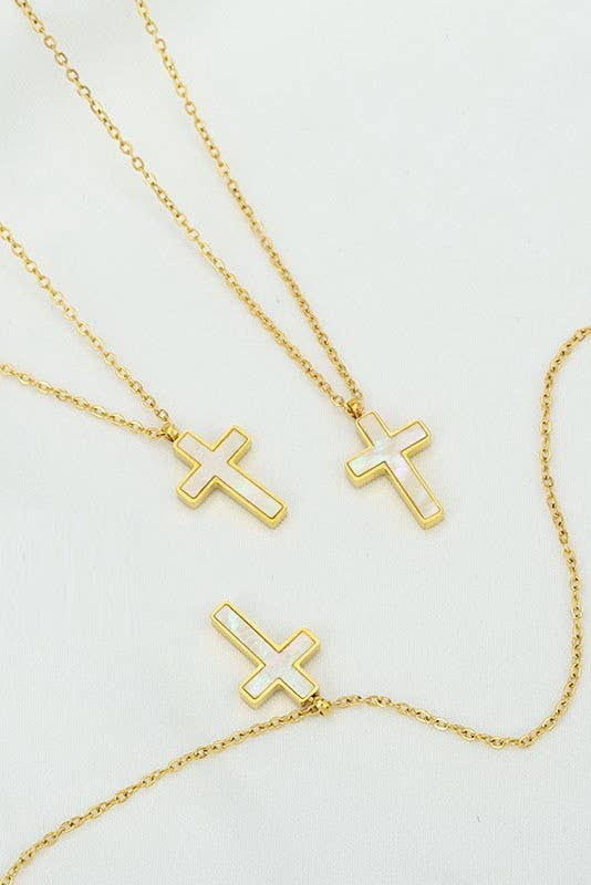 Gold Shell Cross Necklace