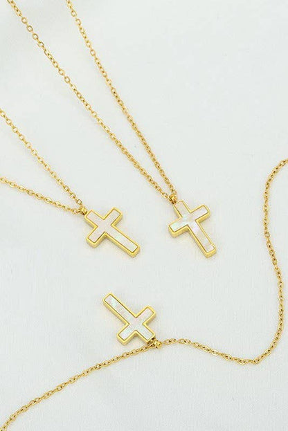 Gold Shell Cross Necklace