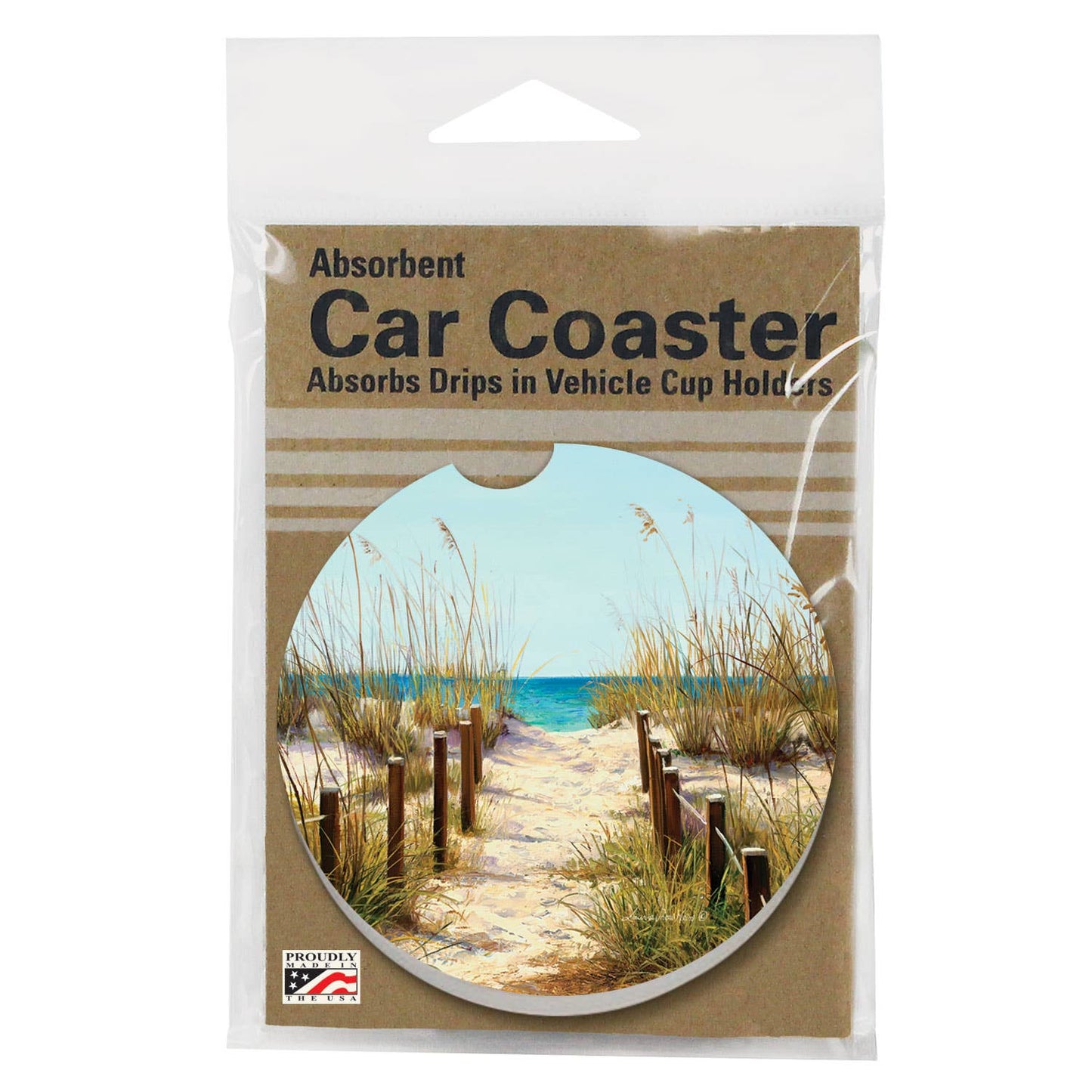 Path To The Ocean Absorbent Stone Car Coaster 1 Pk