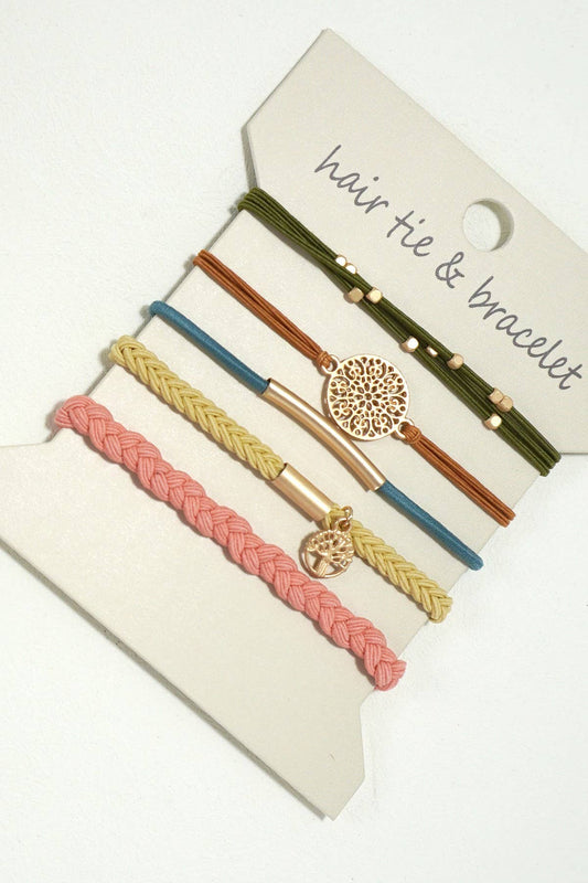 BOHO DUAL FUNCTION KNOT BRACELET HAIR TIES  Multi