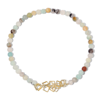 Amazonite Mini Beaded Gemstones with Silver Ankle Bracelet