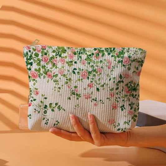 Floral Cosmetic Makeup Pouch Clutch Bag