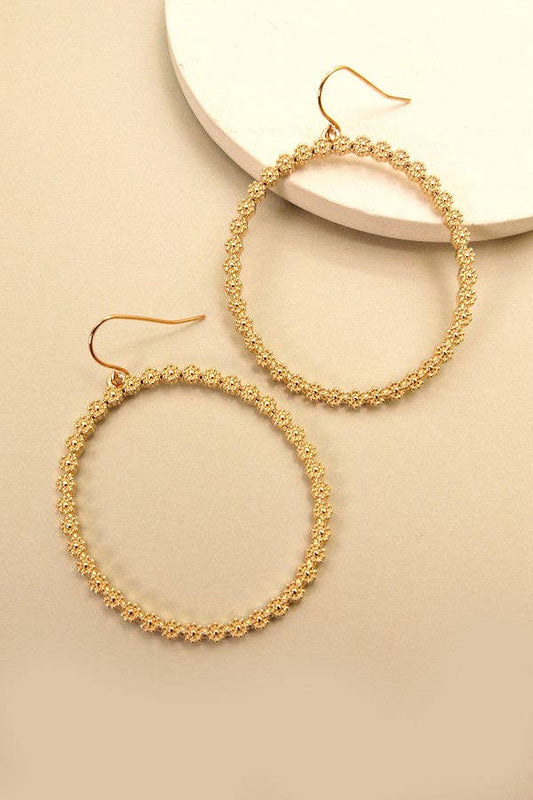 Dainty Flower Circle Hoop Earrings, Gold