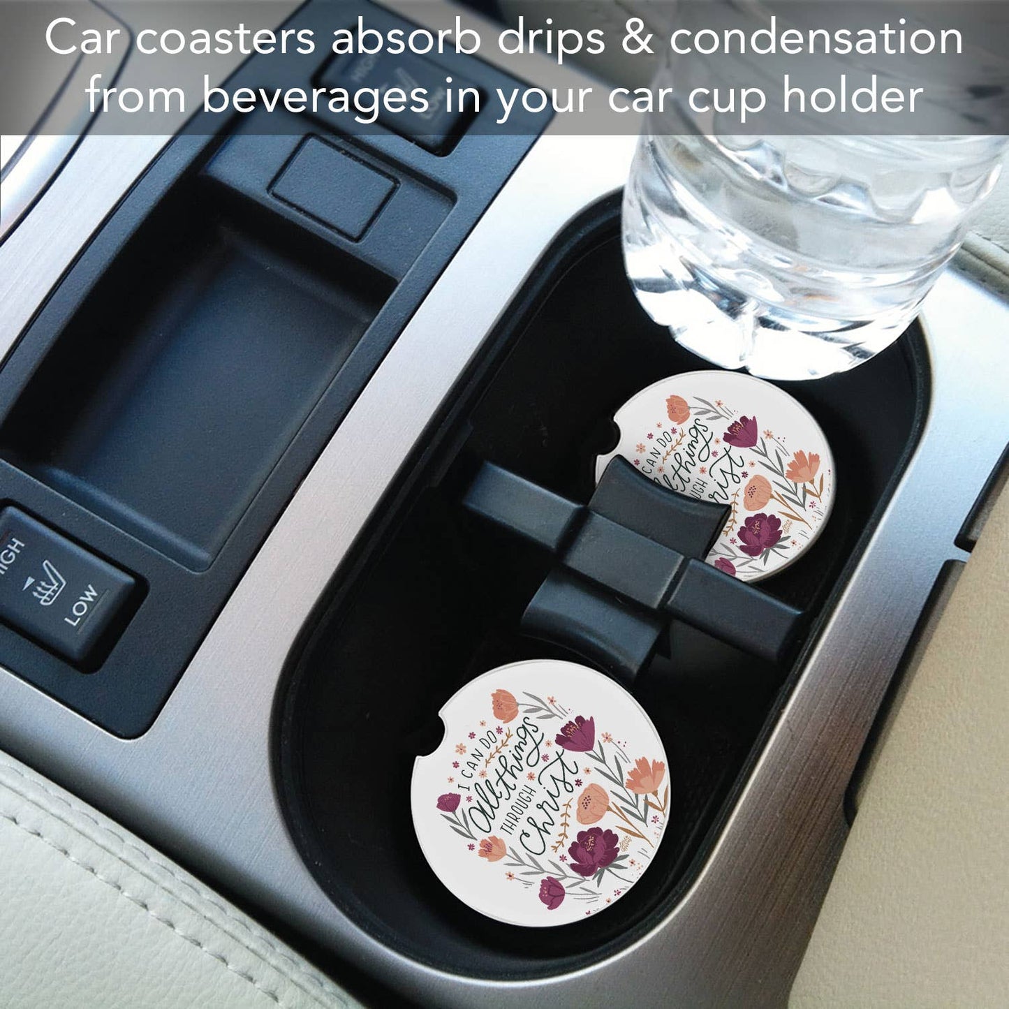 "All Things" Single Packaged Stone Car Coaster