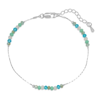 Seaside (blue) Mini Crystals with Silver Ankle Bracelet