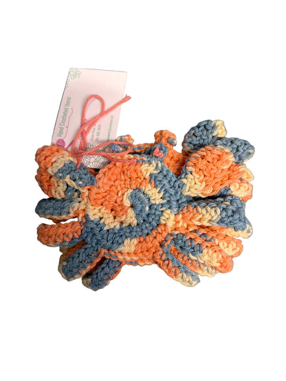 Hand Crocheted Set Of 4 Crab Coasters