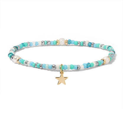 Turquoise Seed Beads and Pearls Ankle Bracelet