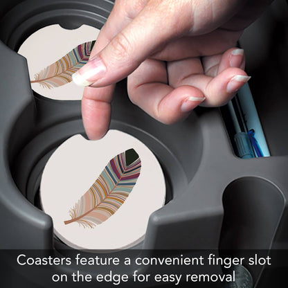 "Southwest Feather" 1 Pack Absorbent Stone Car Coaster