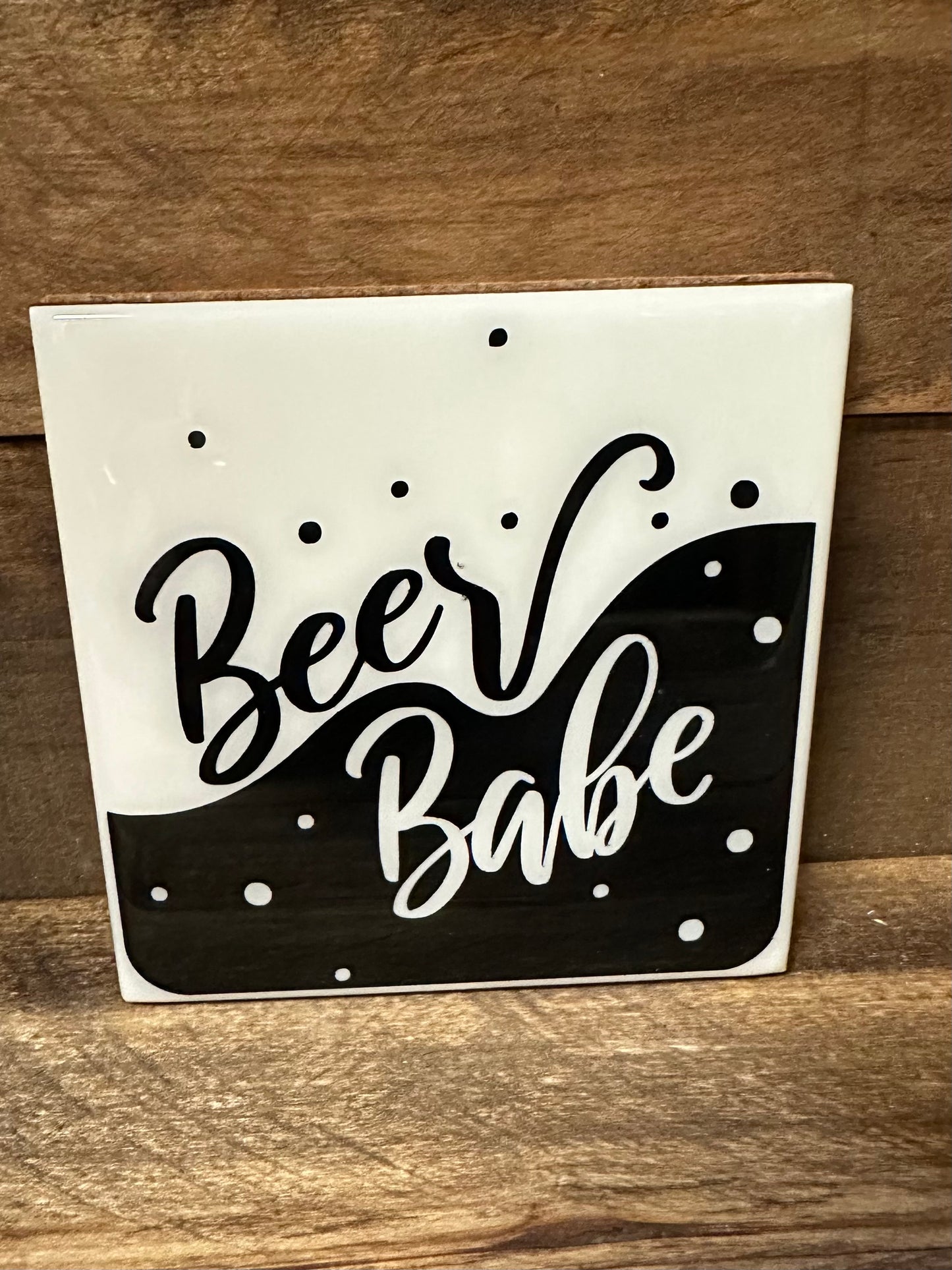 Funny Black & White Ceramic Tile Coaster (Lots of sayings to choose from.)