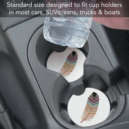 "Southwest Feather" 1 Pack Absorbent Stone Car Coaster