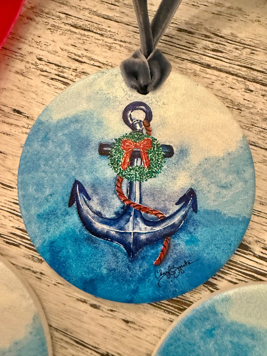 Anchor w/ Wreath Ornament