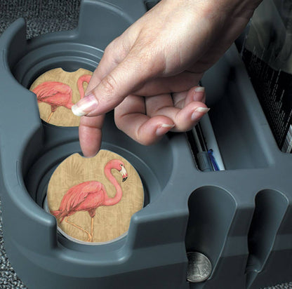 Flamingo 1 pk Absorbent Stone Car Coaster